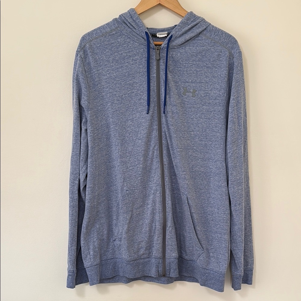 Under Armour Men's Heather Light Blue Full-Zip Hoodie with Hood